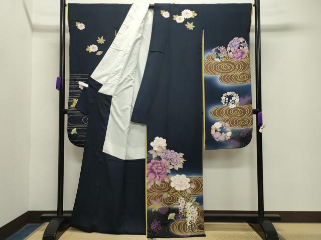 平和屋着物●豪華振袖　流水花文　暈し染め　金彩　正絹　逸品　CABA9917gh 平和屋着物○豪華振袖 流水花文 暈し染め 金彩 正絹 逸品 CABA9917gh