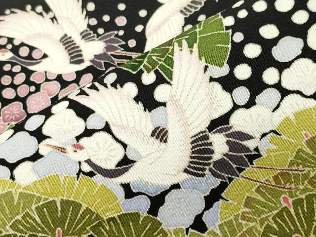 平和屋着物●豪華黒留袖 友禅 作家物 群鶴松梅文 正絹 逸品 CABA9925gh