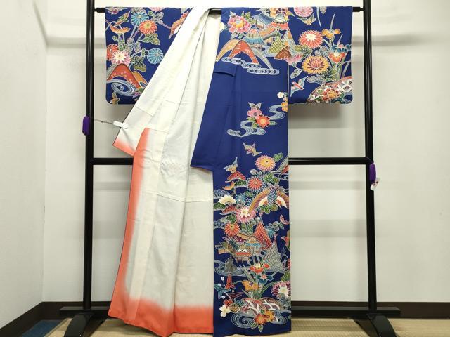 平和屋着物●訪問着　型染め　飛鶴御所解花文　正絹　逸品　CABA9926gh
