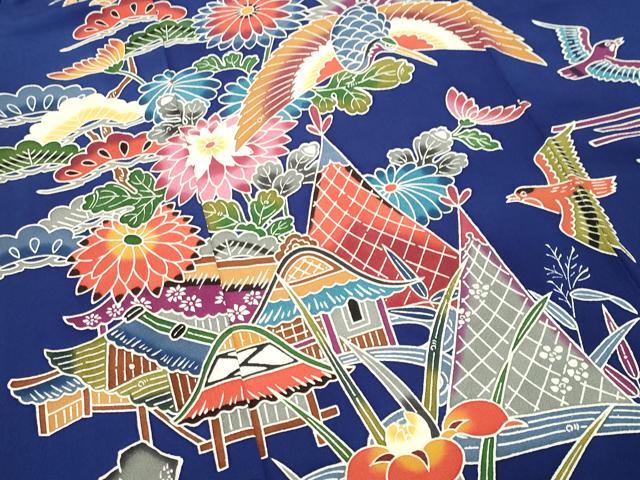 平和屋着物●訪問着　型染め　飛鶴御所解花文　正絹　逸品　CABA9926gh