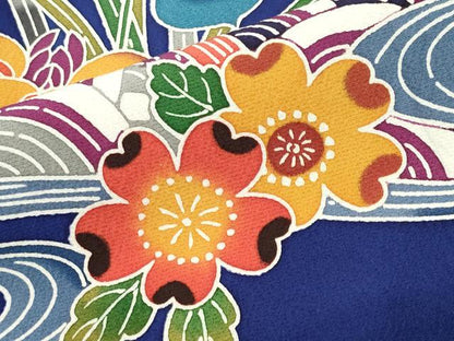 平和屋着物●訪問着　型染め　飛鶴御所解花文　正絹　逸品　CABA9926gh