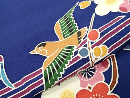 平和屋着物●訪問着　型染め　飛鶴御所解花文　正絹　逸品　CABA9926gh