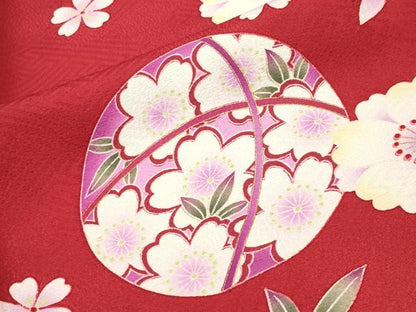 平和屋着物●豪華振袖　刺繍　雪輪毬舞桜文　暈し染め　金彩　正絹　逸品　CABA9928gh