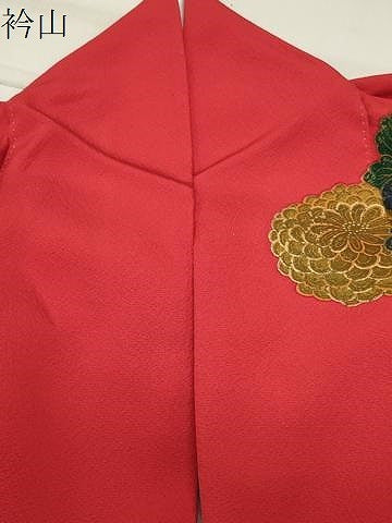 平和屋着物●ファッションデザイナー 花井幸子　振袖　駒刺繍　舞菊文　金彩　正絹　逸品　CABA9930gh