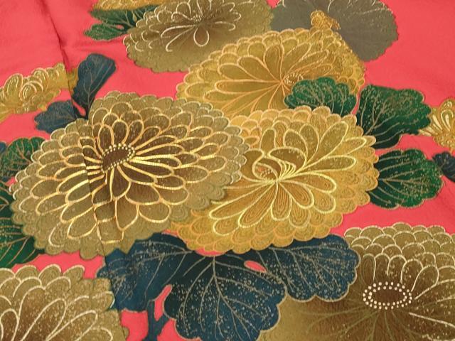 平和屋着物●ファッションデザイナー 花井幸子　振袖　駒刺繍　舞菊文　金彩　正絹　逸品　CABA9930gh