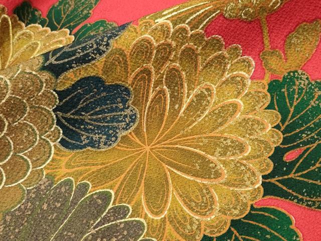 平和屋着物●ファッションデザイナー 花井幸子　振袖　駒刺繍　舞菊文　金彩　正絹　逸品　CABA9930gh