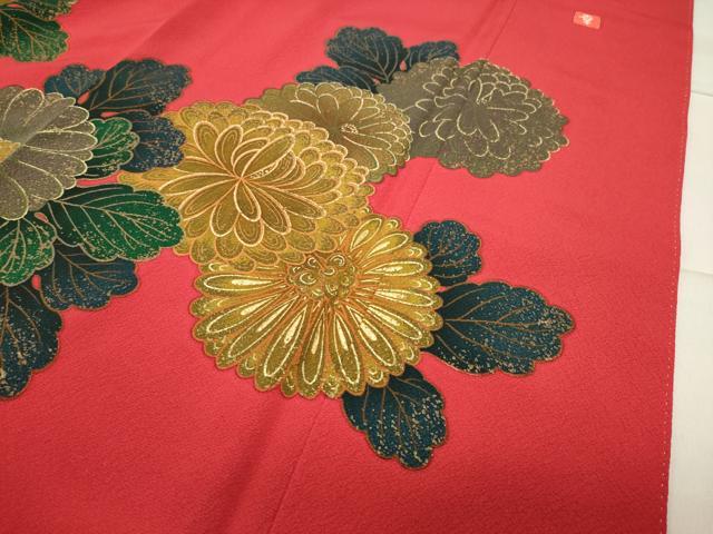 平和屋着物●ファッションデザイナー 花井幸子　振袖　駒刺繍　舞菊文　金彩　正絹　逸品　CABA9930gh