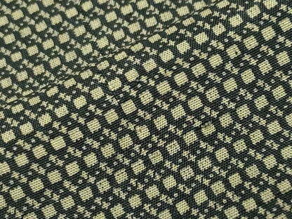 平和屋着物●男性　紬　羽織セット　幾何学文様　着物：赤墨色　羽織：黒緑色　正絹　逸品　CABA9937gh