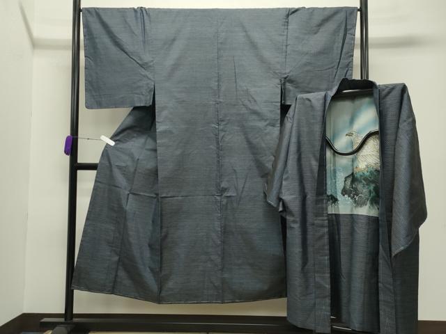 平和屋着物●男性　本場大島紬　アンサンブル　亀甲柄　正絹　逸品　未使用　CABA9938gh