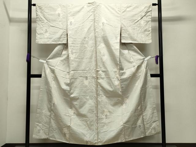 平和屋着物●本場大島紬　白大島　140亀甲　扇面重ね文　正絹　逸品　CABA9955gh