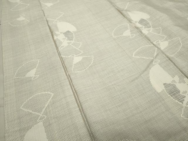 平和屋着物●本場大島紬　白大島　140亀甲　扇面重ね文　正絹　逸品　CABA9955gh