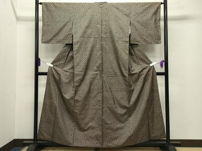 平和屋着物●本場大島紬　7マルキ　菱文　正絹　逸品　CABA9956gh