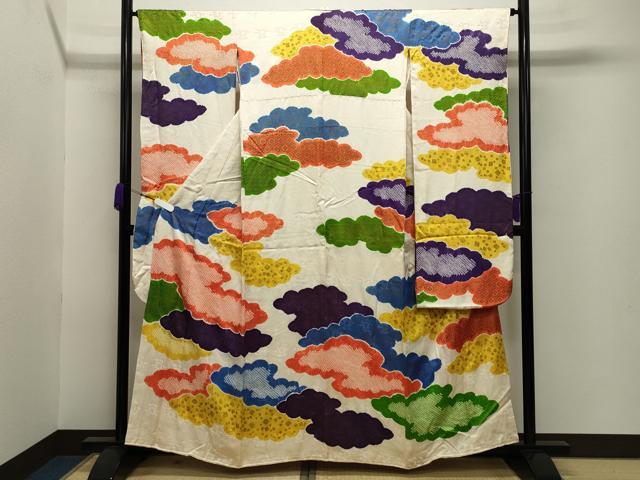 平和屋着物●豪華振袖　絞り　雲重ね文　金彩　正絹　逸品　CABA9957gh