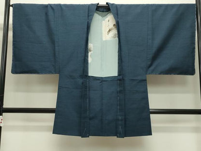 平和屋着物●男性　紬　アンサンブル　網代織り　霞文　褐返色　正絹　逸品　未使用　CABA9961gh