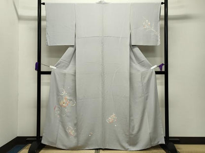 平和屋着物●訪問着　駒刺繍　雪芝花文　金彩　正絹　逸品　CABA9978gh