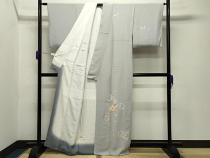 平和屋着物●訪問着　駒刺繍　雪芝花文　金彩　正絹　逸品　CABA9978gh