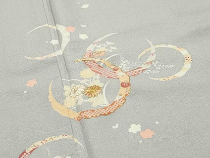 平和屋着物●訪問着　駒刺繍　雪芝花文　金彩　正絹　逸品　CABA9978gh