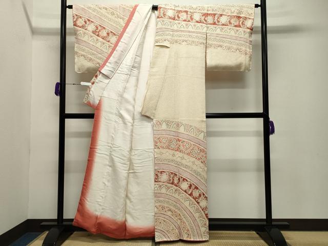 平和屋着物●名門 藤娘きぬたや・総絞り 訪問着 花唐草文 正絹 逸品 未使用 CABA9980gh