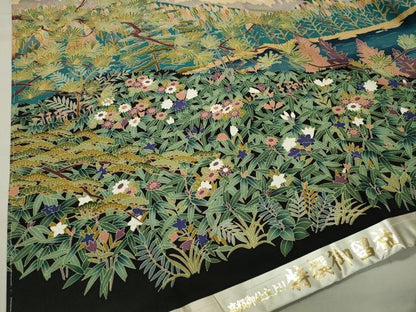 平和屋着物●豪華黒留袖 友禅 作家物 遠山風景文 正絹 逸品 未使用 CABA9983gh
