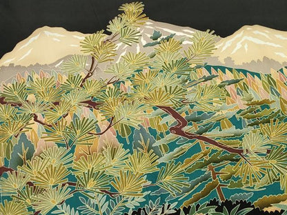 平和屋着物●豪華黒留袖 友禅 作家物 遠山風景文 正絹 逸品 未使用 CABA9983gh