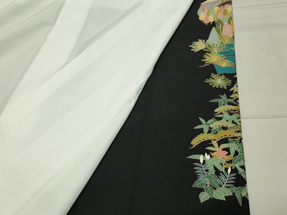 平和屋着物●豪華黒留袖 友禅 作家物 遠山風景文 正絹 逸品 未使用 CABA9983gh