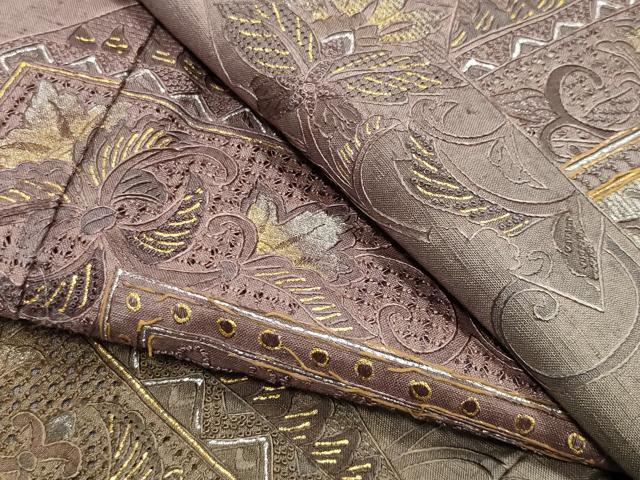 Y*.様 紬訪問着 三大刺繍、相良、スワトウ、蘇州 クリーニング済 美品 平和屋着物○中国三大刺繍 スワトウ刺繍 相良刺繍 総刺繍 訪問着