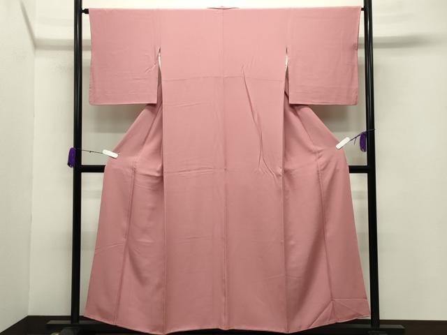 平和屋着物●上質な色無地　退紅色　正絹　逸品　CABA9993gh