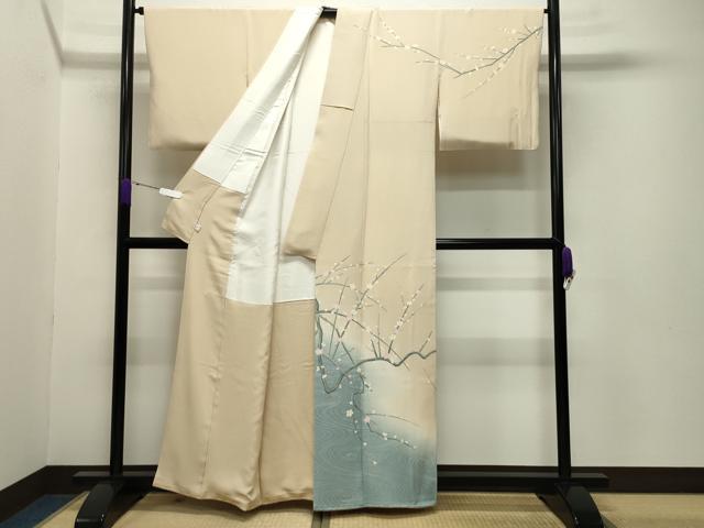 平和屋着物●訪問着　友禅　作家物　流水枝梅文　暈し染め　正絹　逸品　CABB0009gh
