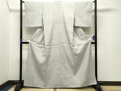平和屋着物●本場結城紬　重要無形文化財　霞文　藍白色　正絹　逸品　CABB0010gh
