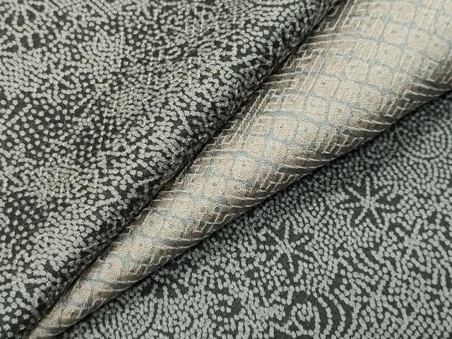 平和屋着物○染色作家 斉藤三才 小紋 市松花唐草文 正絹 逸品 CABB0015gh