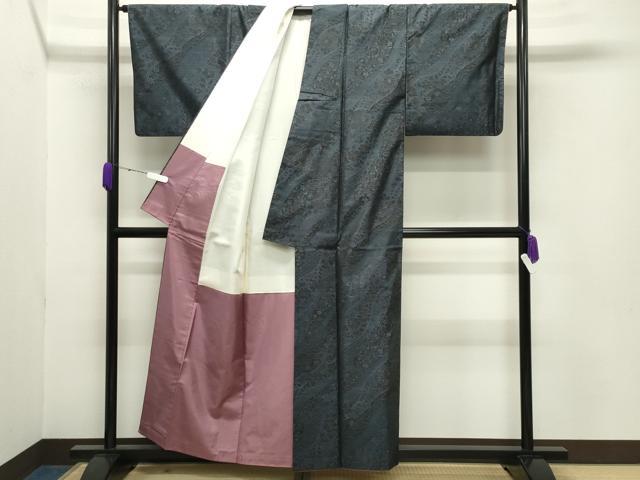 平和屋着物○本場大島紬 草花文 正絹 逸品 CABB0017gh