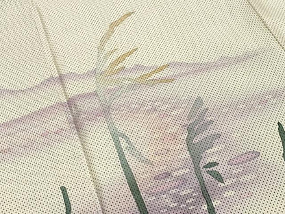 平和屋着物●訪問着 本場大島紬 白大島 作家物 手描き 流水草木文 暈し染め 正絹 逸品 CABB0020gh