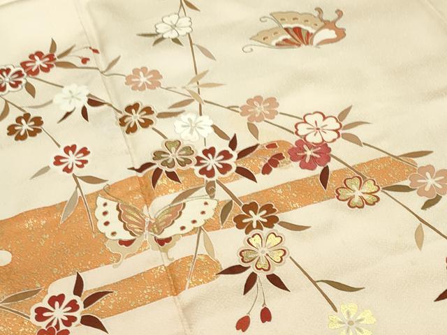 平和屋着物○訪問着 枝垂れ桜舞蝶文 暈し染め 金彩 正絹 逸品