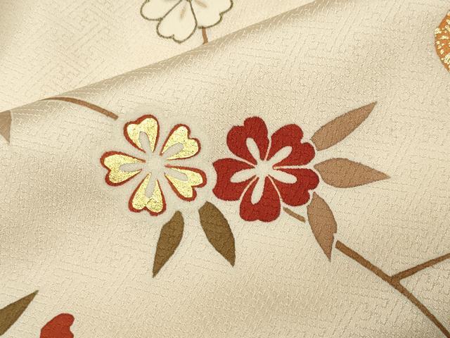 平和屋着物●訪問着　枝垂れ桜舞蝶文　暈し染め　金彩　正絹　逸品　CABB0021gh