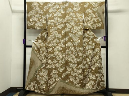 平和屋着物●訪問着　絞り　草花文　正絹　逸品　CABB0031gh