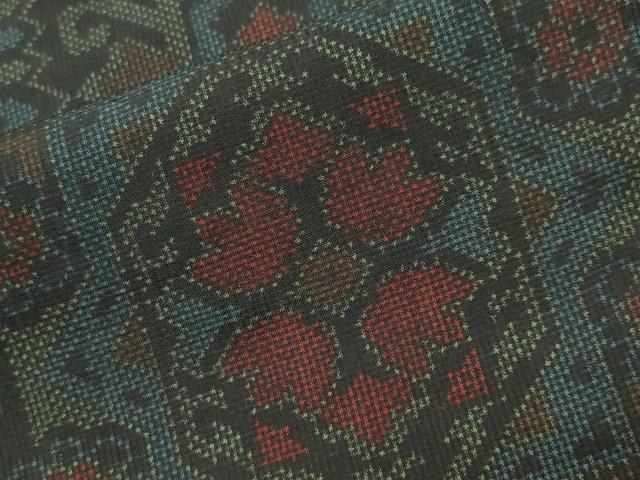 平和屋着物●本場大島紬　7マルキ　吉祥花文　正絹　逸品　未使用　CABB0035gh