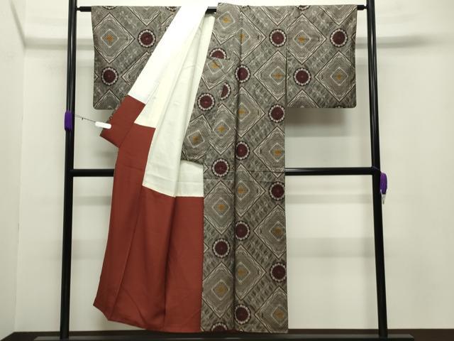 平和屋着物●本場大島紬　龍郷絣　正絹　逸品　CABB0037gh
