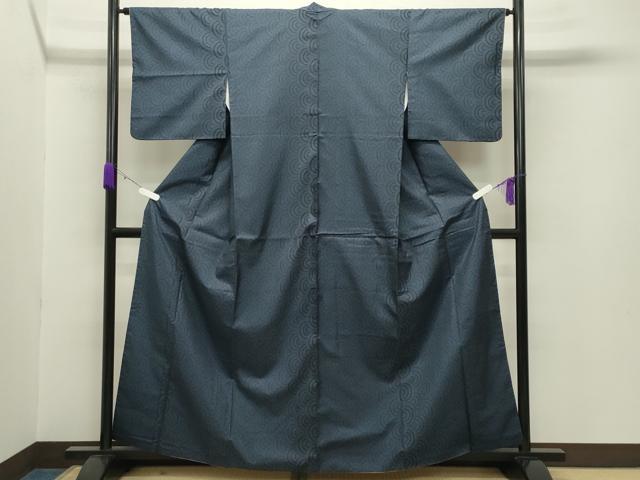 平和屋着物●本場大島紬　9マルキ　青海波　正絹　逸品　CABB0038gh