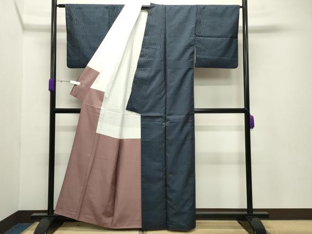 平和屋着物●本場大島紬　9マルキ　青海波　正絹　逸品　CABB0038gh