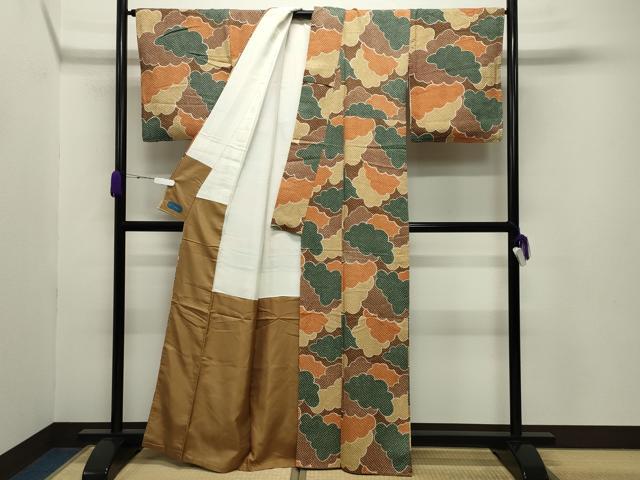 平和屋着物●名門　藤娘きぬたや・総絞り　小紋　雲重ね文　やまと誂製　正絹　逸品　未使用　CABB0039gh