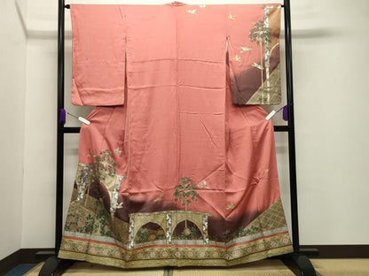 平和屋着物●英王室献上友禅作家　木下勝功　訪問着　花鳥文　暈し染め　金銀彩　正絹　逸品　CABB0042gh