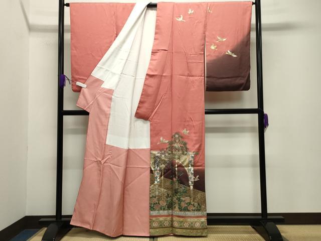 平和屋着物●英王室献上友禅作家　木下勝功　訪問着　花鳥文　暈し染め　金銀彩　正絹　逸品　CABB0042gh