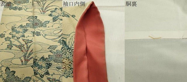 平和屋着物●上質な小紋　藍　型染め　流水花文　正絹　逸品　CABB0043gh 平和屋着物○上質な小紋 藍 型染め 流水花文 正絹 逸品 CABB0043gh