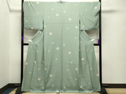 平和屋着物●上質な小紋　舞花文　正絹　逸品　CABB0044gh