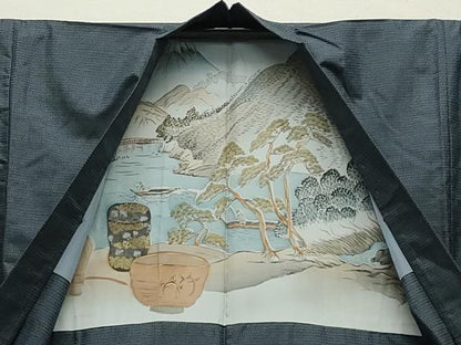 平和屋着物●男性 本場大島紬 アンサンブル 100亀甲 総詰め 正絹 逸品 未使用 CABB0046gh