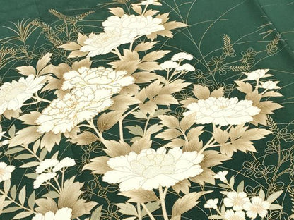 平和屋着物●豪華色留袖　作家物　駒刺繍　飛鶴牡丹花文　金彩　正絹　逸品　CABB0050gh