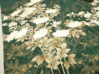平和屋着物●豪華色留袖　作家物　駒刺繍　飛鶴牡丹花文　金彩　正絹　逸品　CABB0050gh