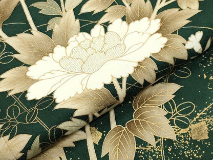 平和屋着物●豪華色留袖　作家物　駒刺繍　飛鶴牡丹花文　金彩　正絹　逸品　CABB0050gh