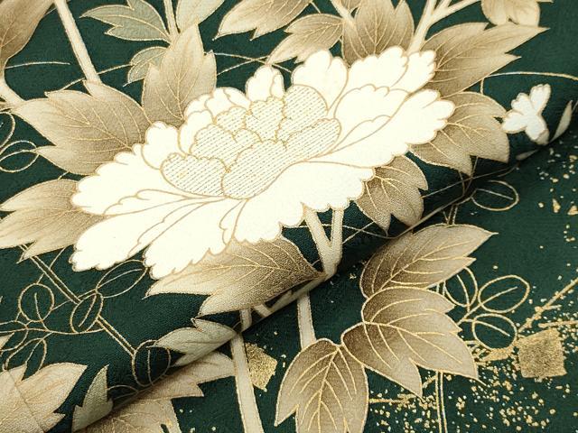 平和屋着物●豪華色留袖　作家物　駒刺繍　飛鶴牡丹花文　金彩　正絹　逸品　CABB0050gh