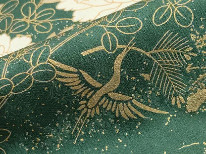 平和屋着物●豪華色留袖　作家物　駒刺繍　飛鶴牡丹花文　金彩　正絹　逸品　CABB0050gh